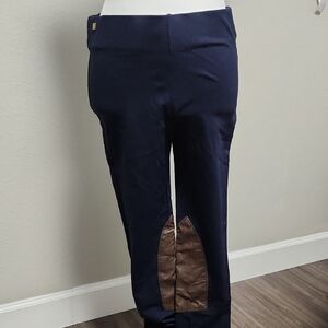 Ralph Lauren Black Label Women’s Navy Faux Leather Trim Leggings